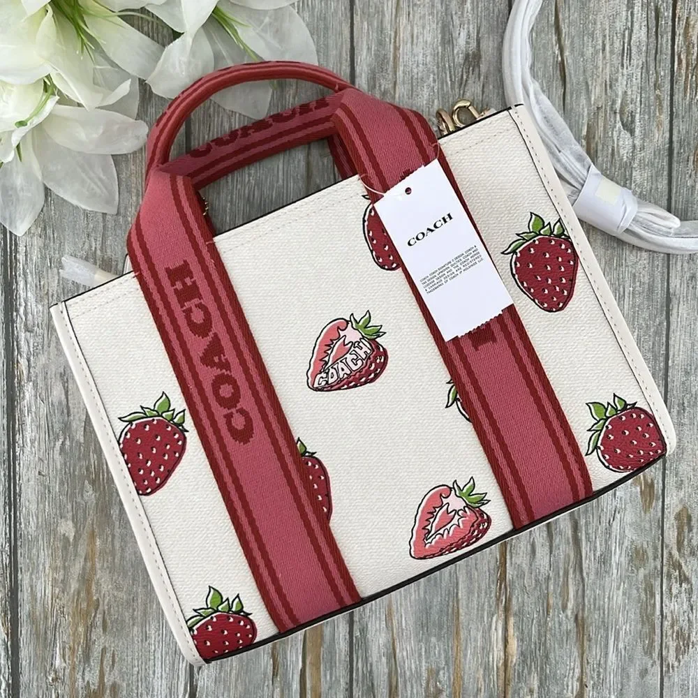 Coach Smith Tote Bag 24 With Strawberry Print Crossbody Bag Purse